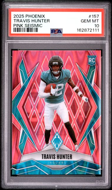 2025 Panini Phoenix Panini Phoenix - Travis Hunter - Pink Seismic Limited to /75 Rookie Card #157 - PSA Graded Card
