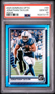 2025 Panini Donruss Optic Panini Donruss Optic - Jonathan Taylor - Aqua Limited to /349 #49 - PSA Graded Card