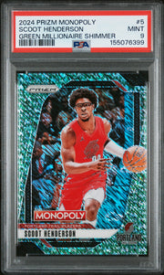 2024 Panini Prizm Monopoly - Scoot Henderson - Green Millionaire Shimmer Limited to /20 #5 - PSA Graded Card