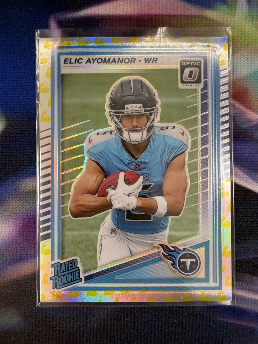 Elic Ayomanor Rated Rookie Flex Emoji Front - 2025 Donruss Optic
