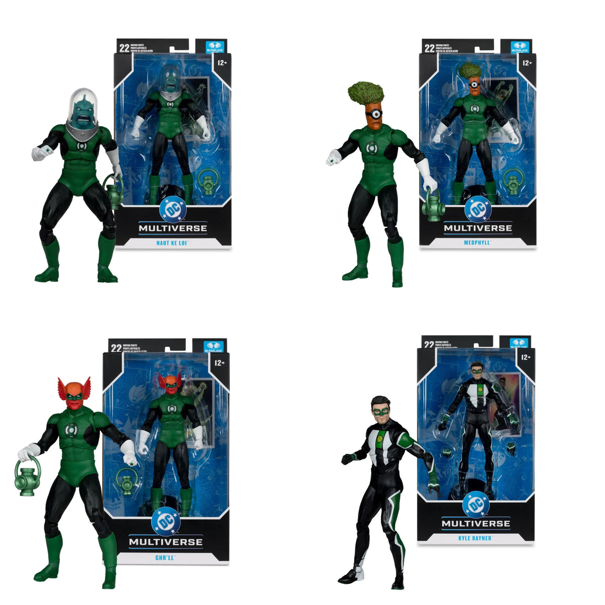 McFarlane DC Multiverse - Green Lantern SET OF 4 Kyle Rayner, Ghr'll, Medphyll, Nautkeloi - 7-Inch Scale Action Figure