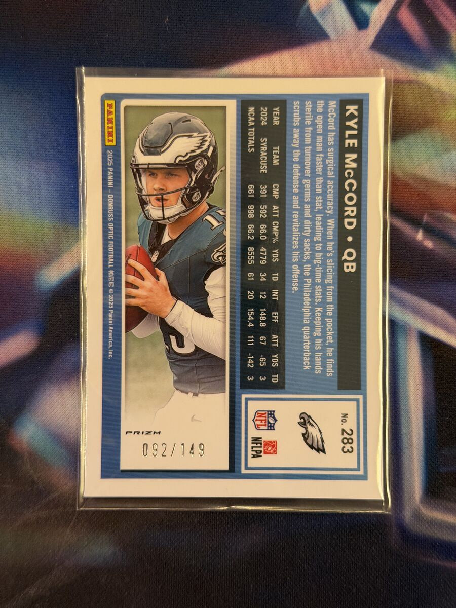 Kyle McCord Rated Rookie Red Prizm Back - 2025 Donruss Optic