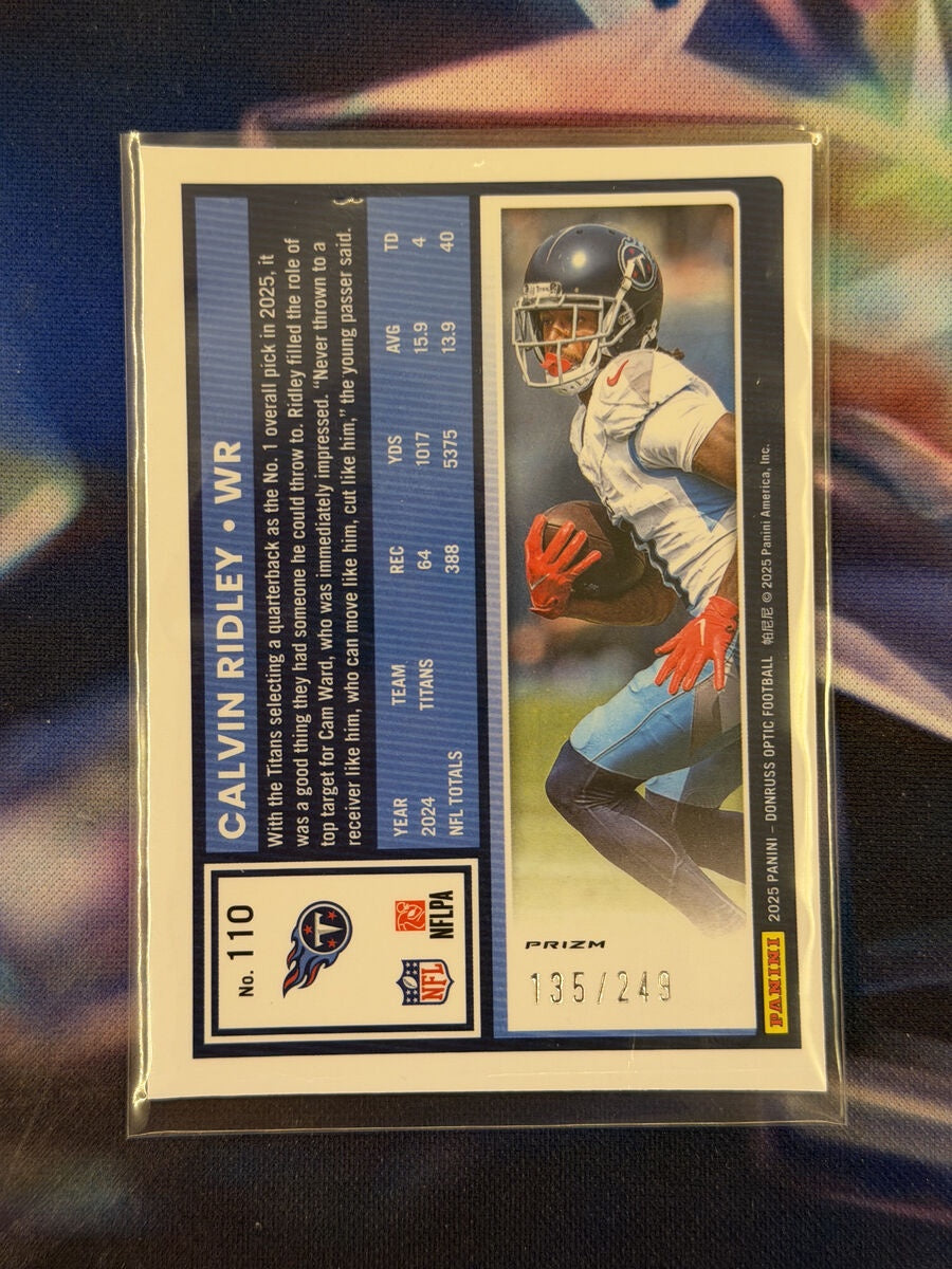 Calvin Ridley Blue Prizm Back - 2025 Donruss Optic