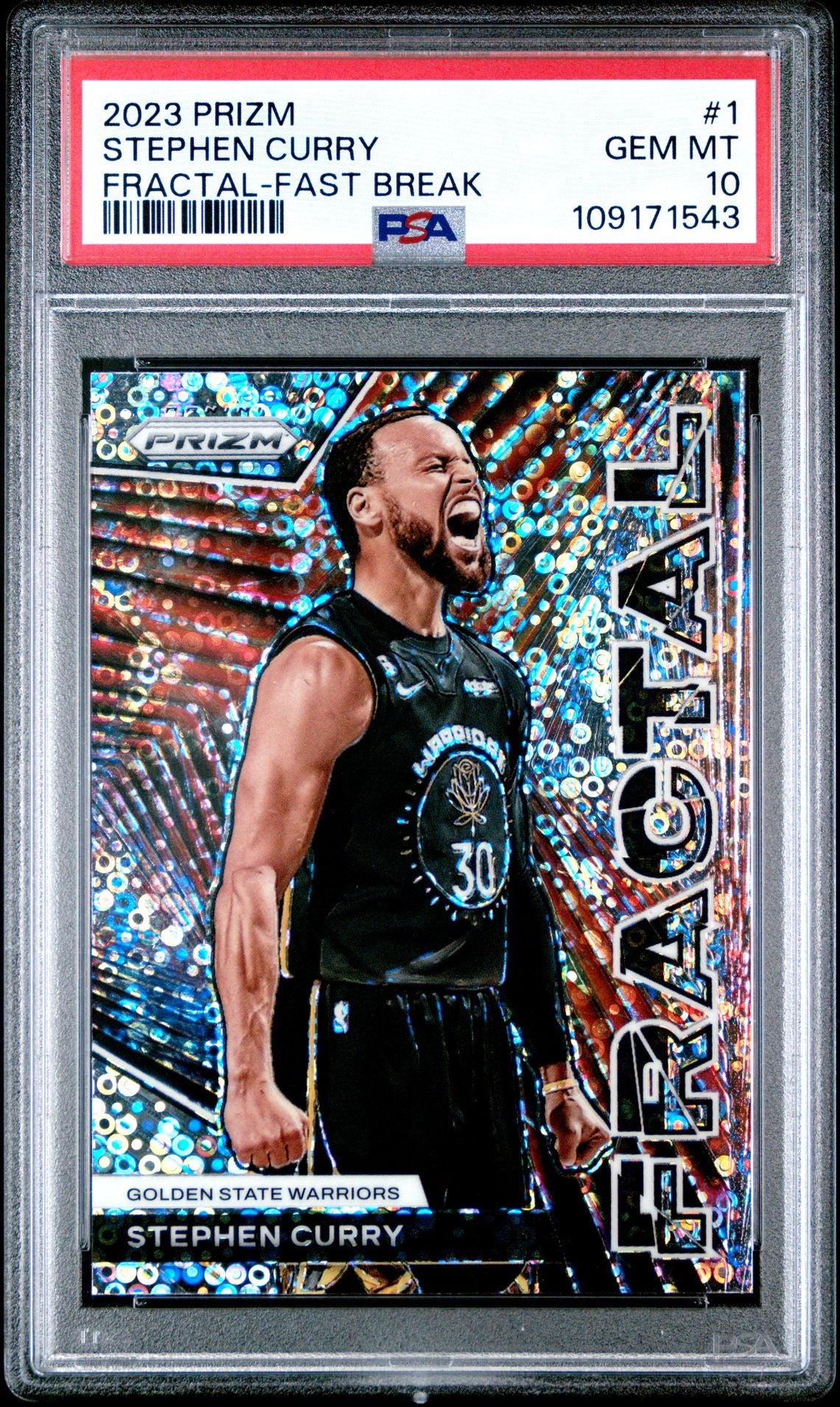2023 Panini Prizm Fractal 1 Stephen Curry Fast Break - PSA Graded Card