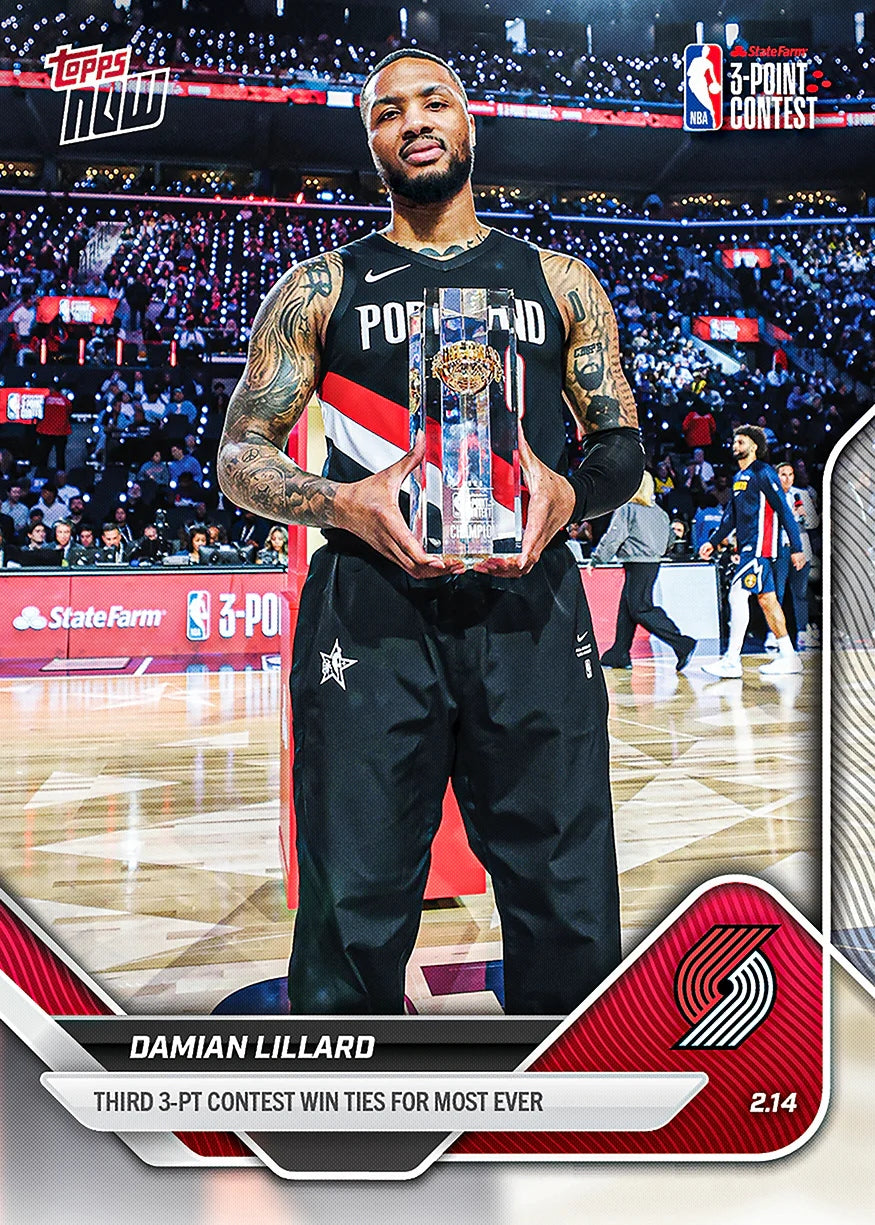 2025-26 Topps NOW NBA #175 Damian Lillard - Trail Blazers - Third 3-PT Contest Win Ties for Most Ever /2205 - Raw Ungraded Card