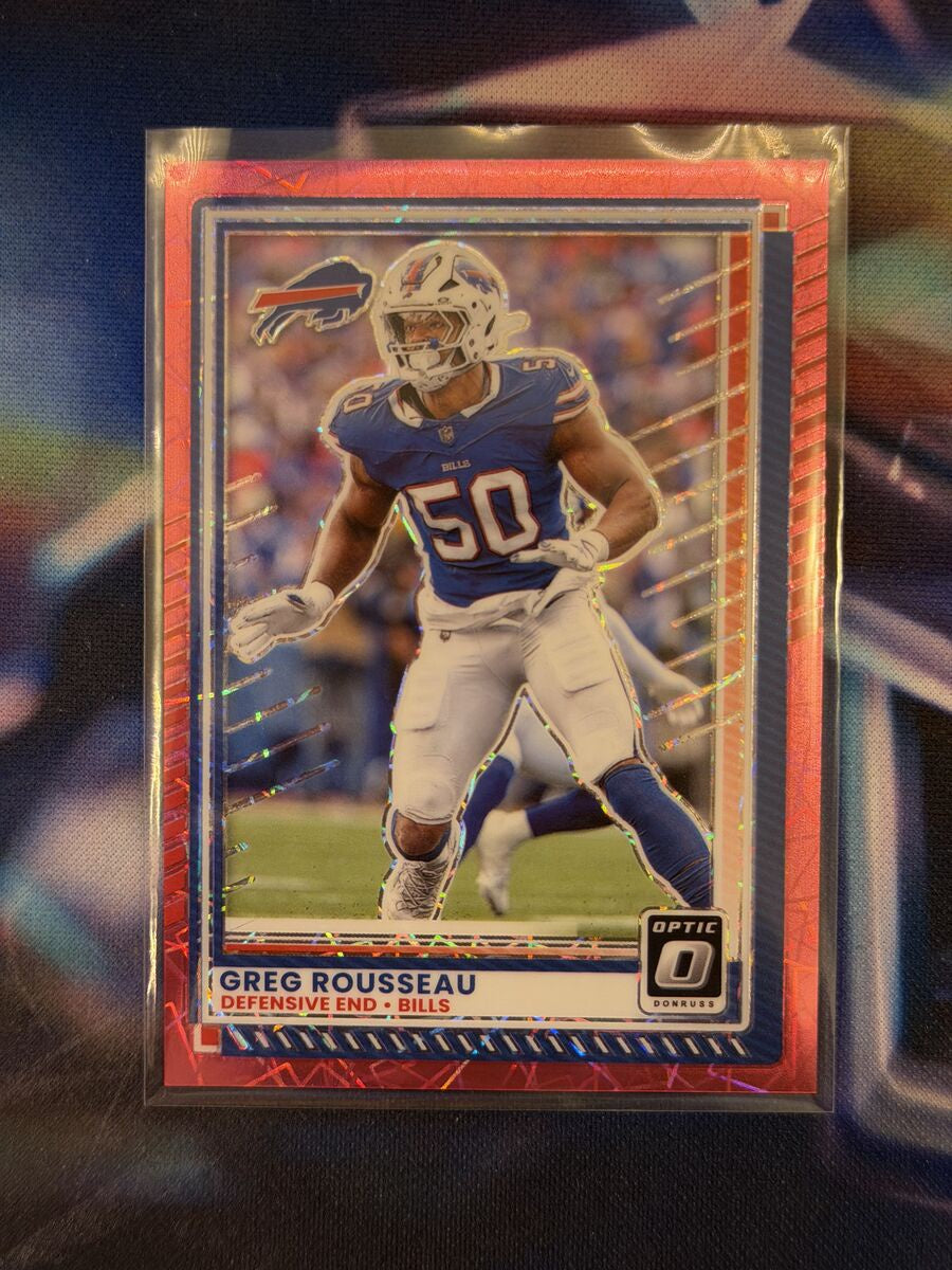 Greg Rousseau Pink Velocity Prizm Front - 2025 Donruss Optic