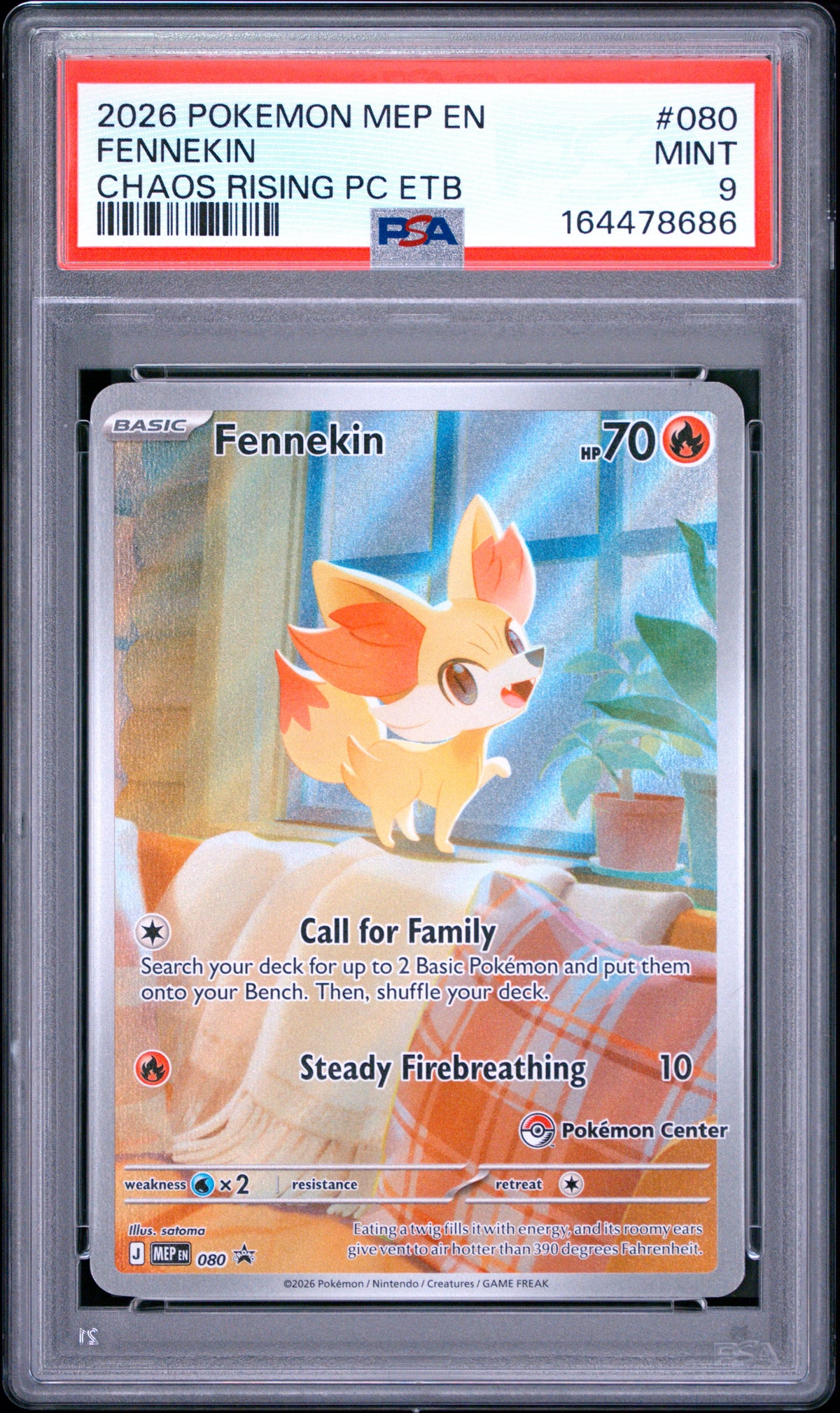 Fennekin 080 Pokemon Mep En-Me Black Star Promo PSA 9