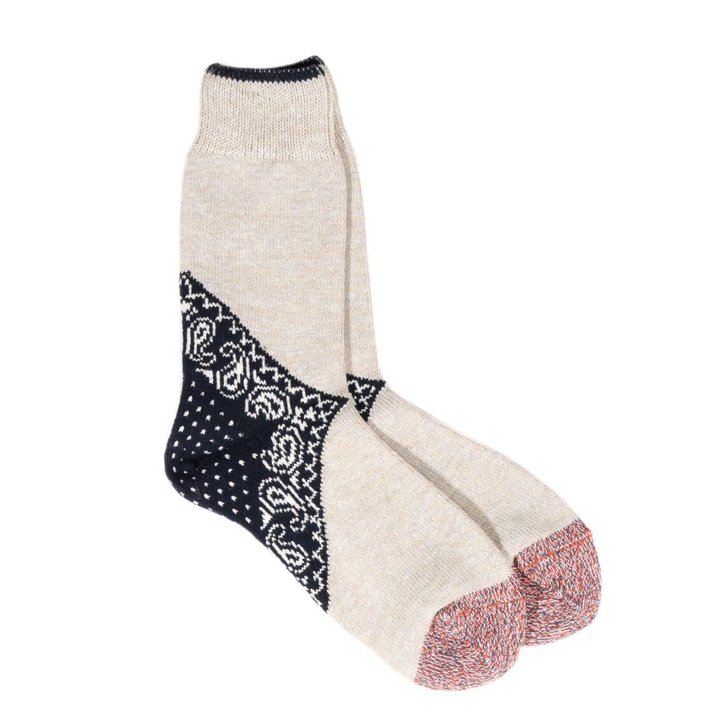 Kapital: Heel Paisley Bandana Socks - Navy - EK553XSB