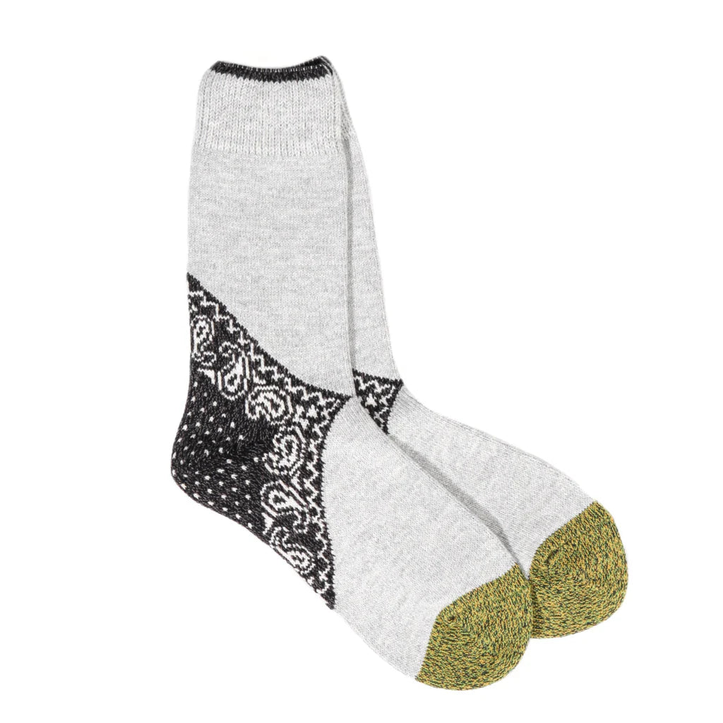 Kapital: Heel Paisley Bandana Socks - Black - EK553XSB