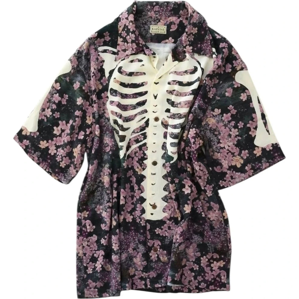 Kapital Rayon Sakura Bone Print Aloha Shirt - Made in Japan