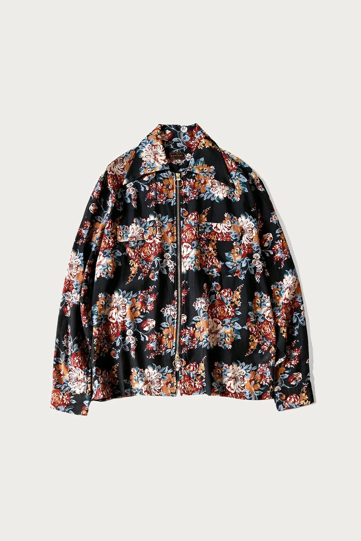 Kapital: Silk Rayon Champetre Maria Drizzle Open Collar Shirt - Black - K2403LS080  - Made in Japan