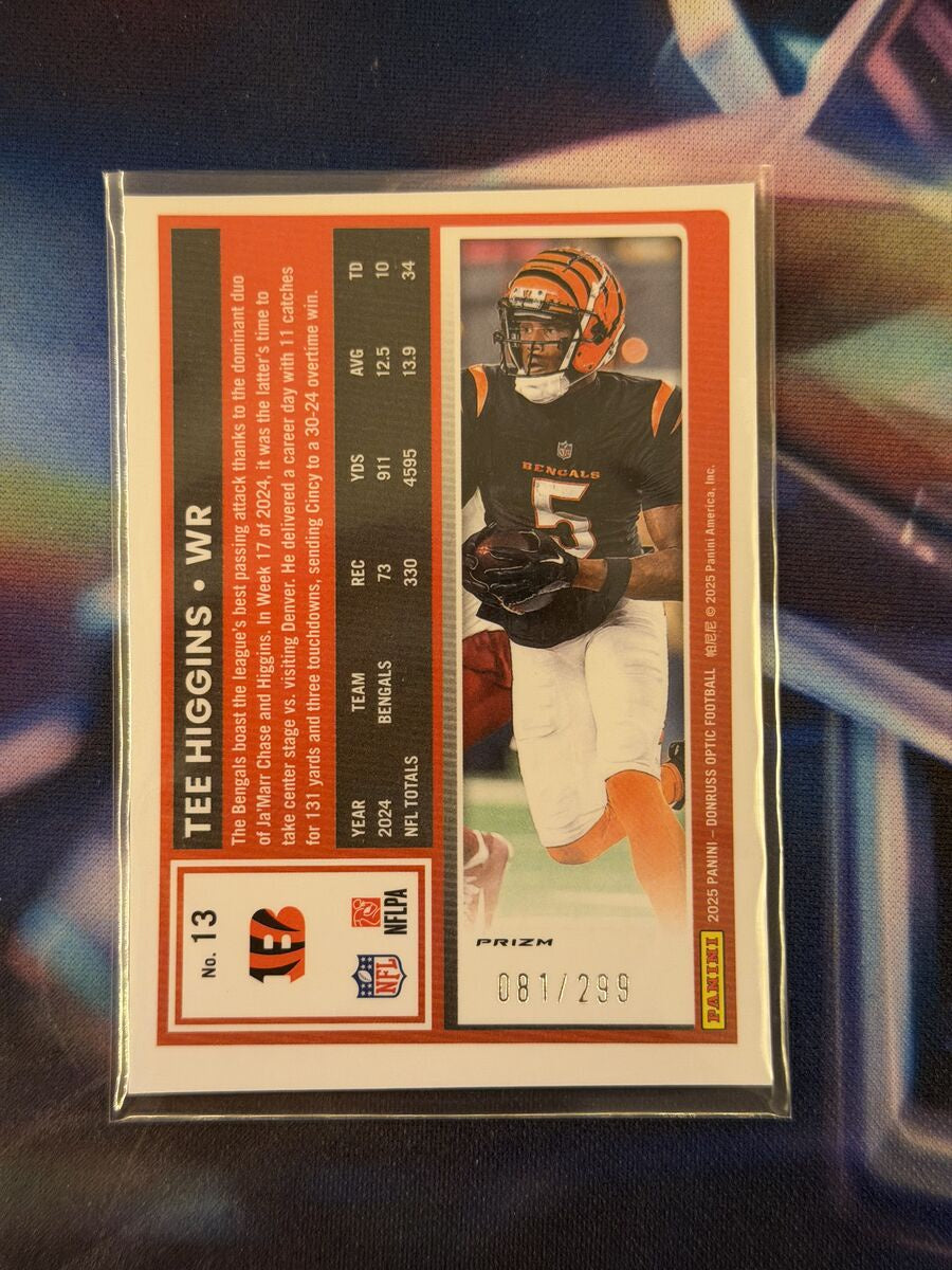 Tee Higgins Orange Prizm Back - 2025 Donruss Optic