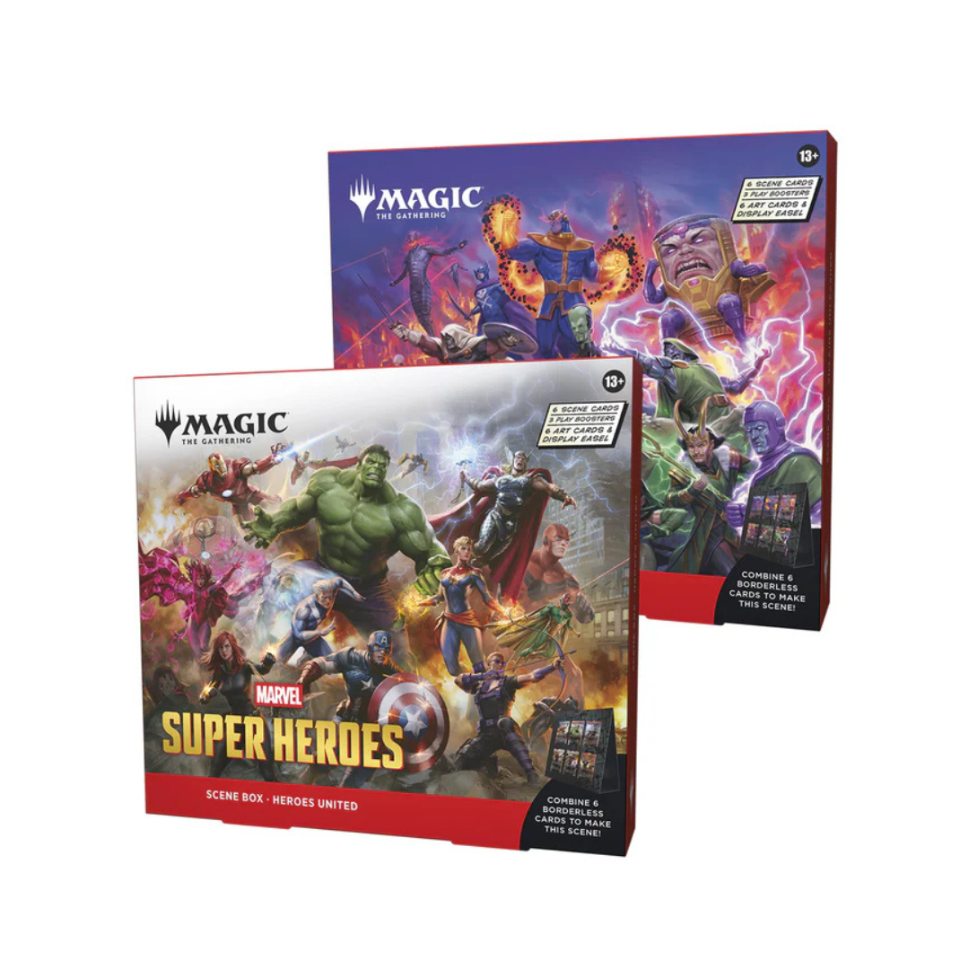Magic The Gathering - Universes Beyond: Marvel Super Heroes - Scene Box - Set of 2 (Heroes United + Villains Unleashed)  - PRE-ORDER MAY 2026