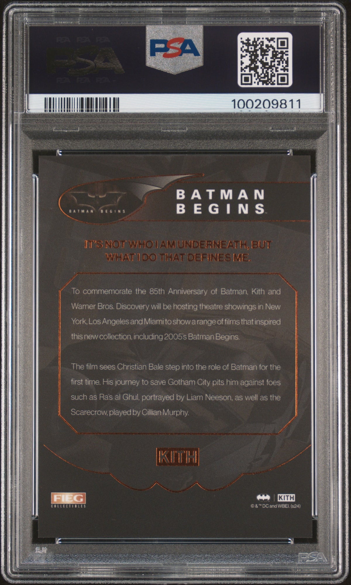 2024 Batman x KITH - Batman Begins Promo Card - Feig Collectibles - PSA Graded Card