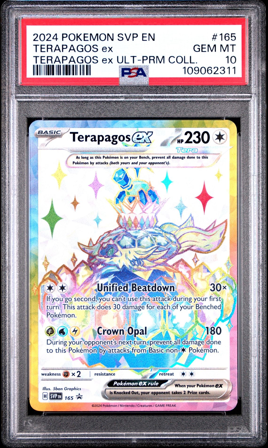 2024 Pokemon SVP En — SV Black Star Promo — 165 Terapagos Ex Terapagos Ex Ultra-Premium Collection — PSA Graded Card