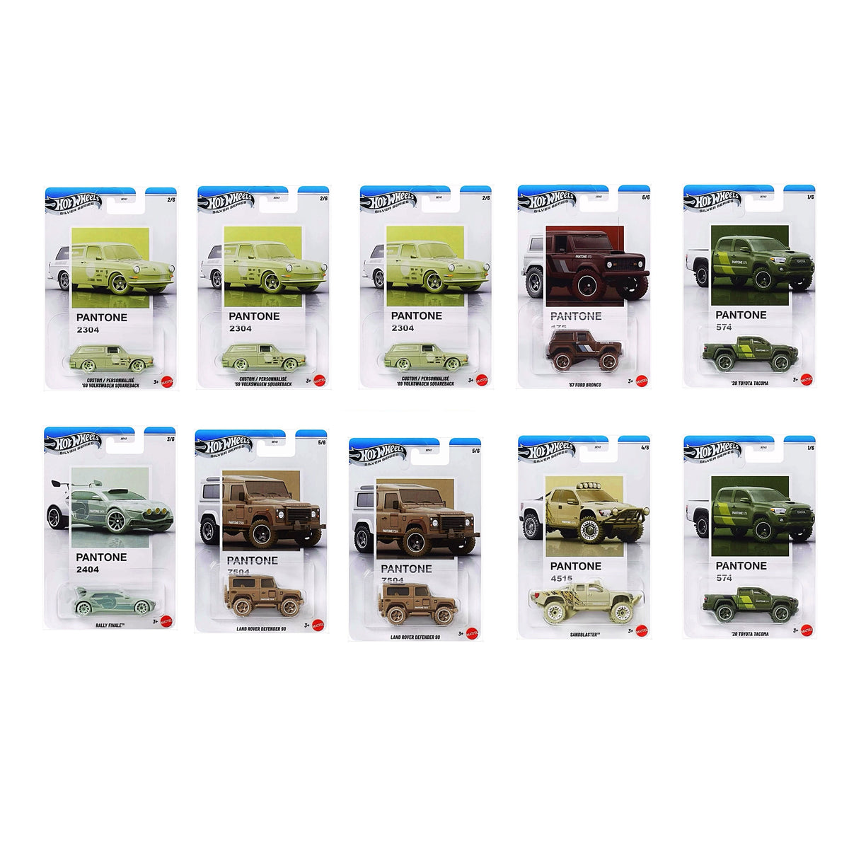 Hot Wheels Silver Series - Pantone Mix 2 - Case of 10 Cars with Chase