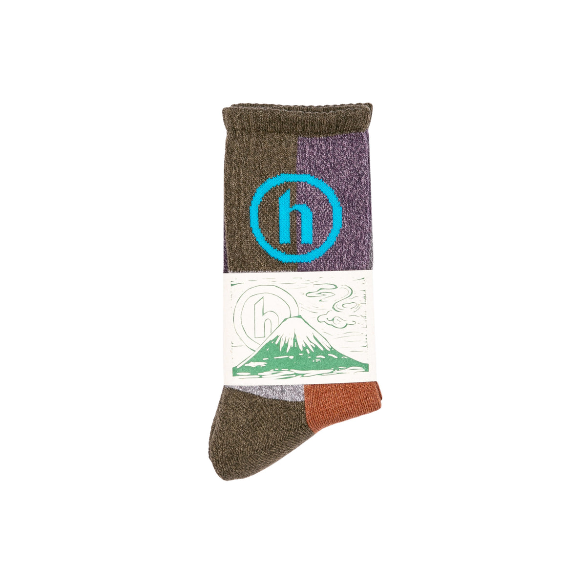 Hidden NY Olive/Purple Patchwork Socks