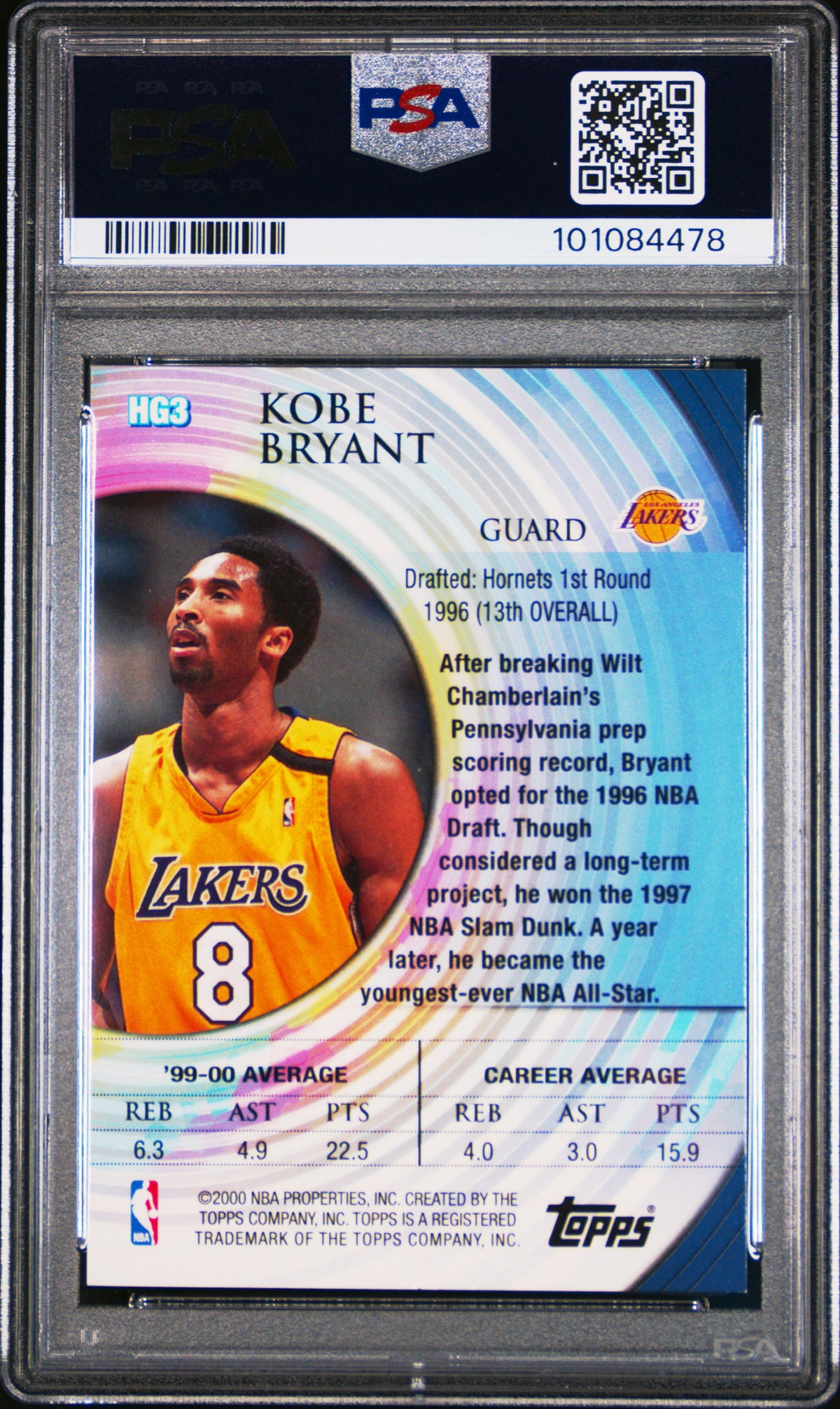 2000 Topps - Kobe Bryant - Hidden Gems  - HG3 - PSA Graded Card