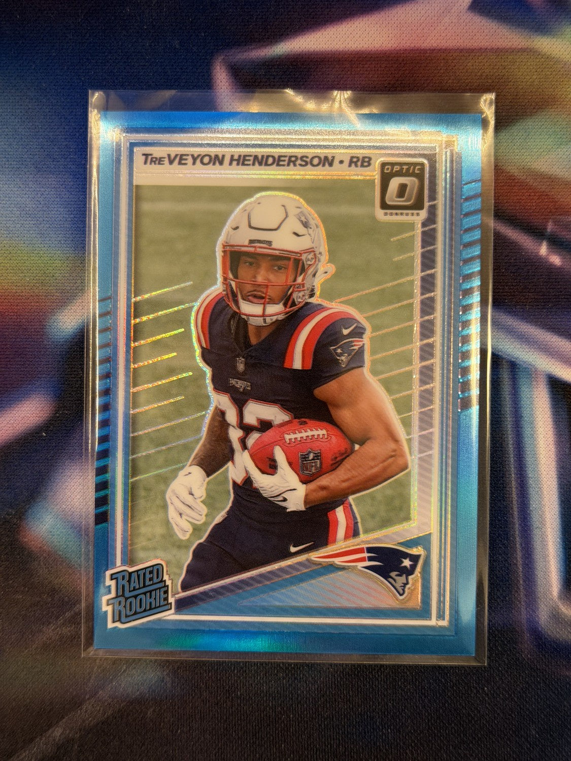 TreyVeyon Henderson Rated Rookie Aqua Prizm Front - 2025 Donruss Optic