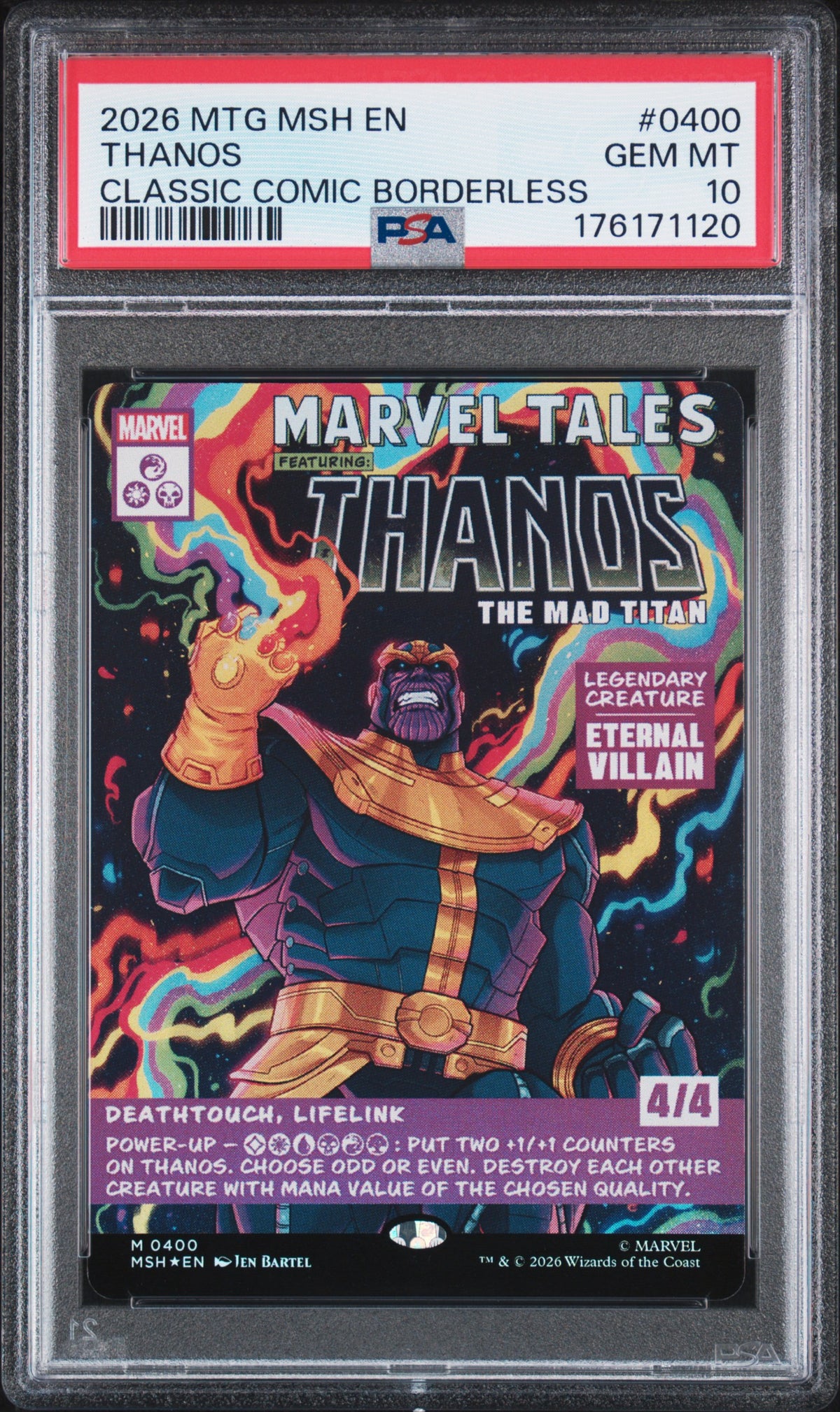 2026 Magic The Gathering Marvel Super Heroes Thanos #0400 Classic Comic Borderless - PSA 10