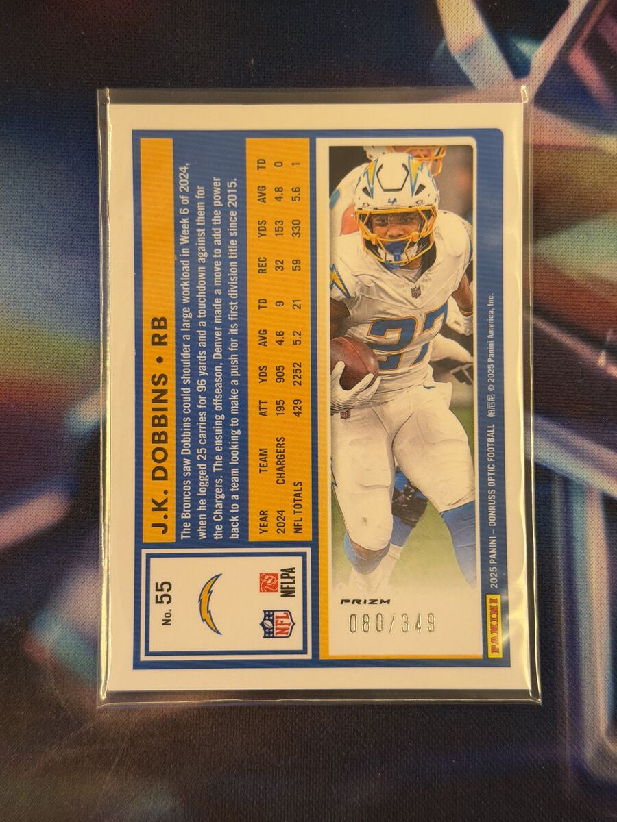 J.K. Dobbins Aqua Prizm Back - 2025 Donruss Optic