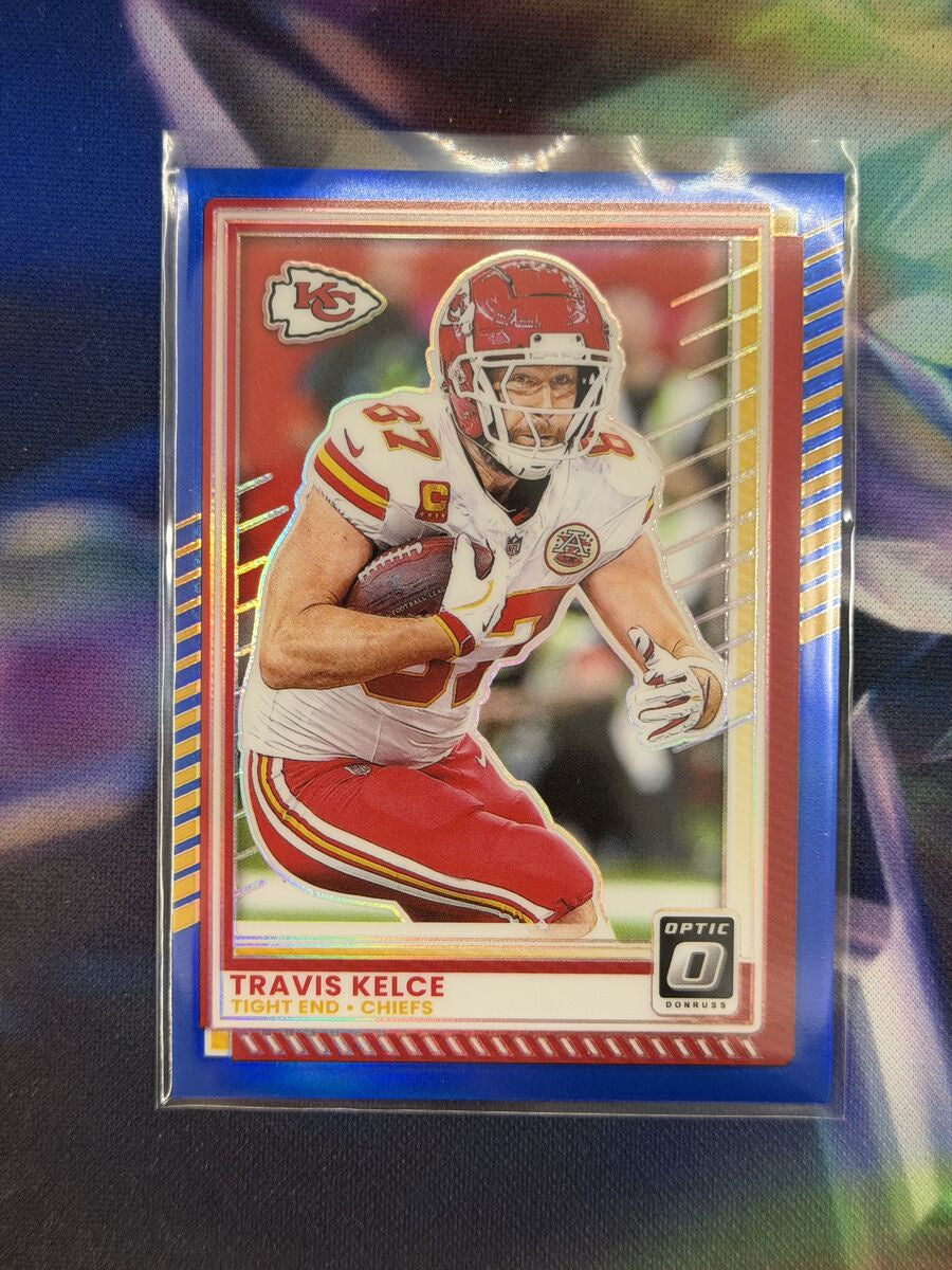 Travis Kelce Blue Prizm Front - 2025 Donruss Optic