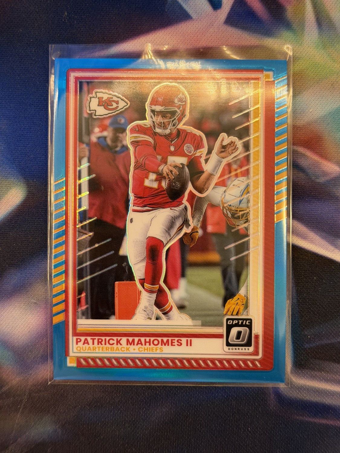 Patrick Mahomes II Aqua Blue Prizm Front - 2025 Donruss Optic