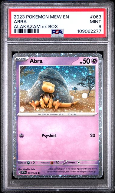 2023 Pokemon MEW-EN - Alakazam ex Box PSA 9 Cosmos Holo Promo Set - Abra #063 - Kadabra #064 - Alakazam ex #050