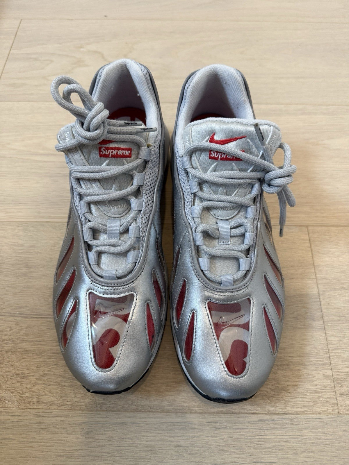 Supreme x Nike Air Max 96 Metallic Silver Bullet CV7652-001 - Pre-Owned Size 11.5 - No Box