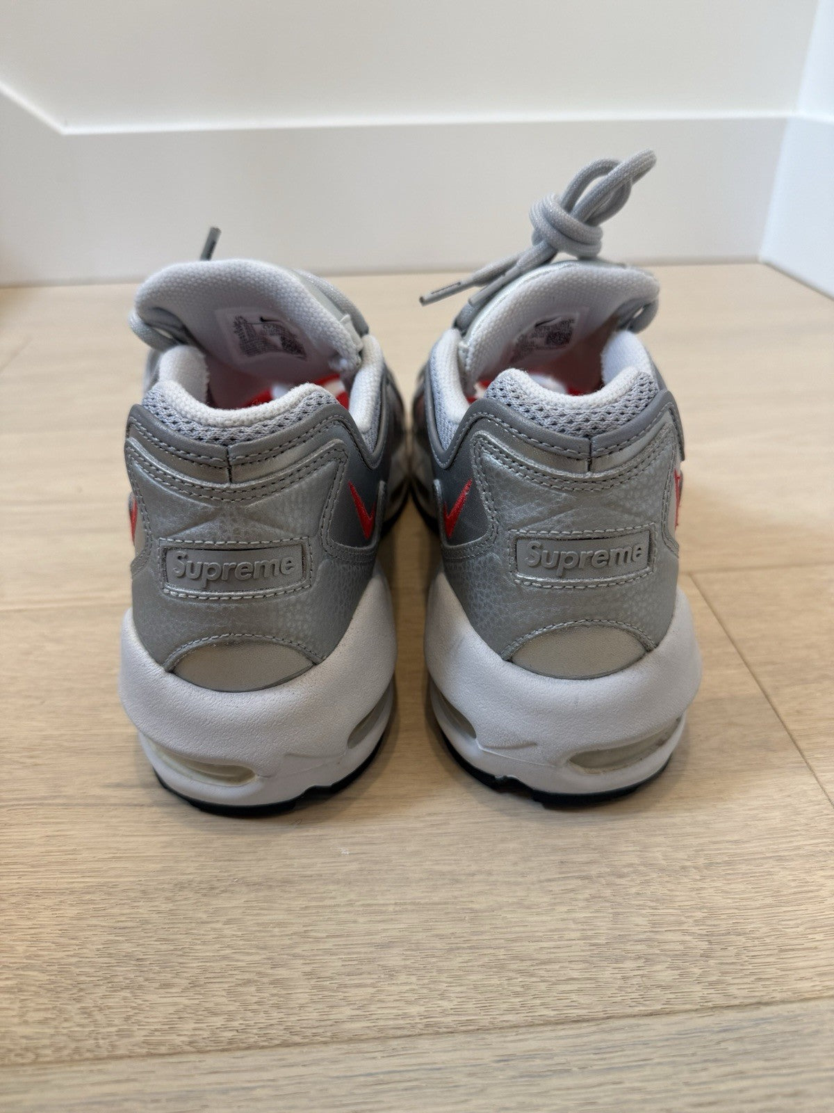 Supreme x Nike Air Max 96 Metallic Silver Bullet CV7652-001 - Pre-Owned Size 11.5 - No Box