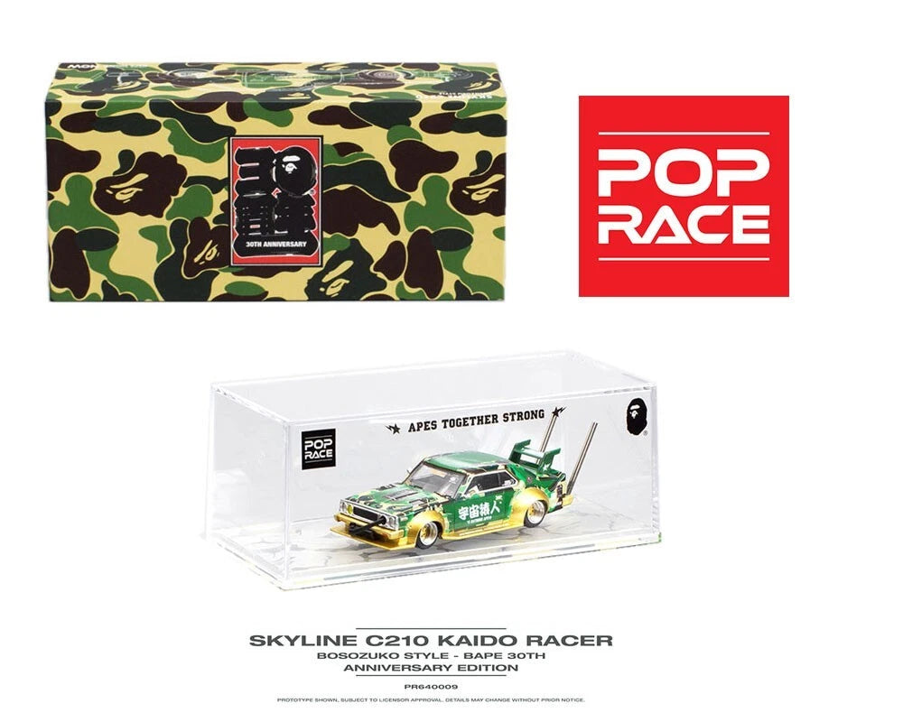 BAPE x POP RACE 30th Anniversary Edition - Skyline C210 Kaido Racer Bosozoku - 1:64 Scale