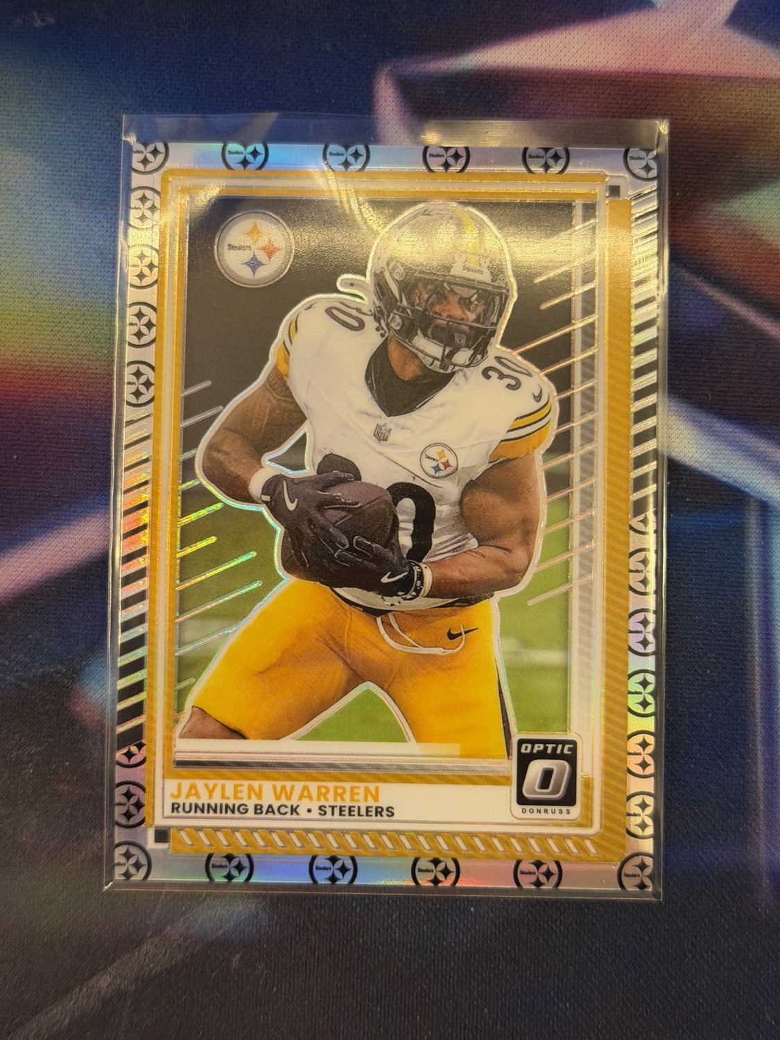 Jaylen Warren Aqua Prizm Front - 2025 Donruss Optic