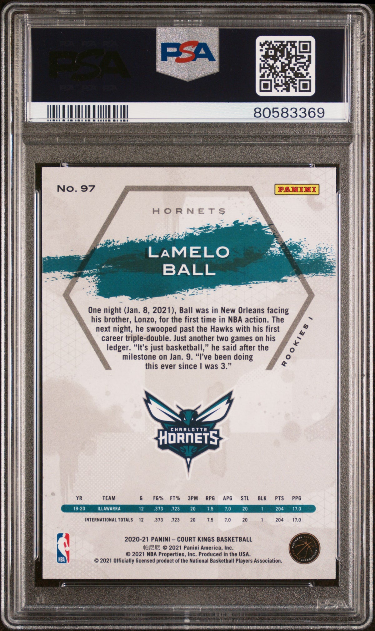 LaMelo Ball PSA 10 Back - Cert #80583369