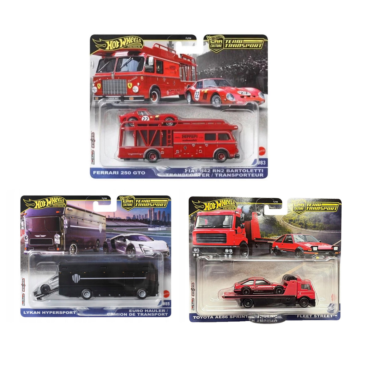 Hot Wheels Premium - Team Transport 2025 Mix 4 - Complete Set - MTFLF56H1 (Includes Ferrari 250 GTO and Fiat 642 RN2 Bartoletti)