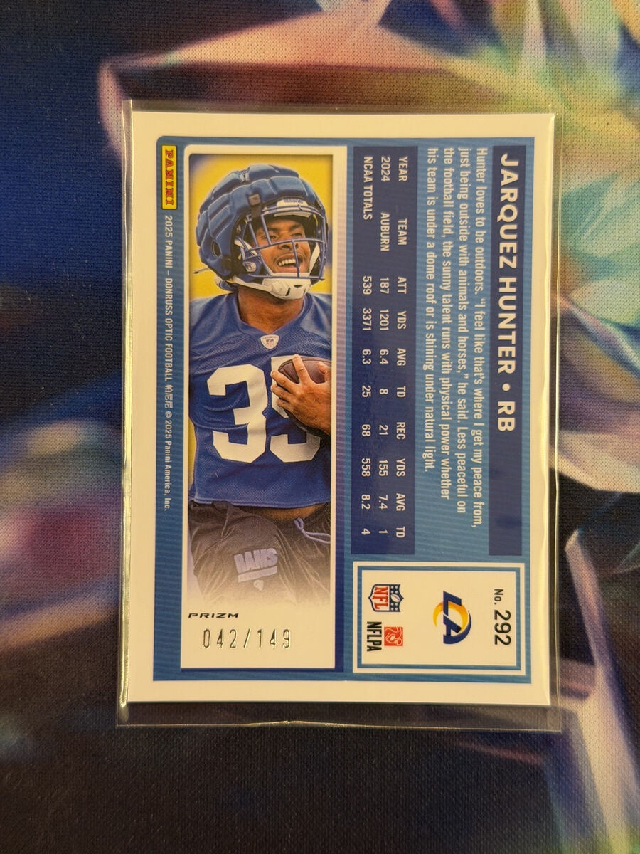 Jarquez Hunter Rated Rookie Red Prizm Back - 2025 Donruss Optic