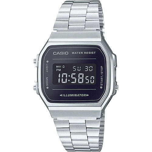 Casio A168WEM-1 Vintage Stainless Steel Digital Watch