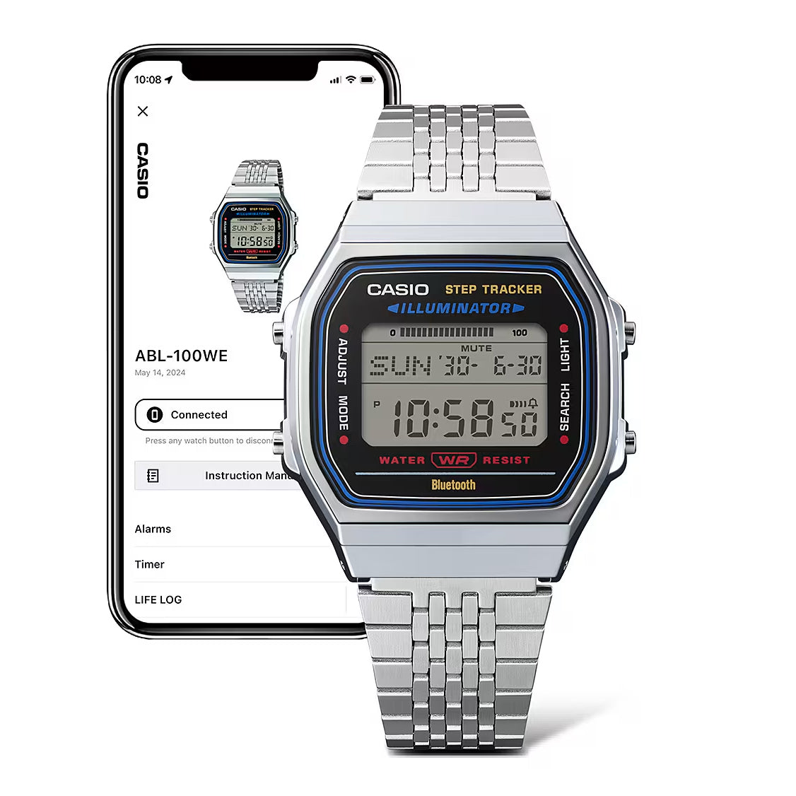 Casio Vintage Digital Smartphone Link Stainless Steel Quartz ABL-100WE-2A