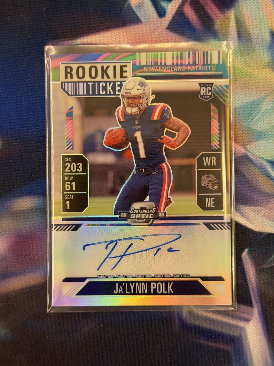 Ja'Lynn Polk Rookie Ticket Auto Neon Marble Front - 2024 Donruss Optic