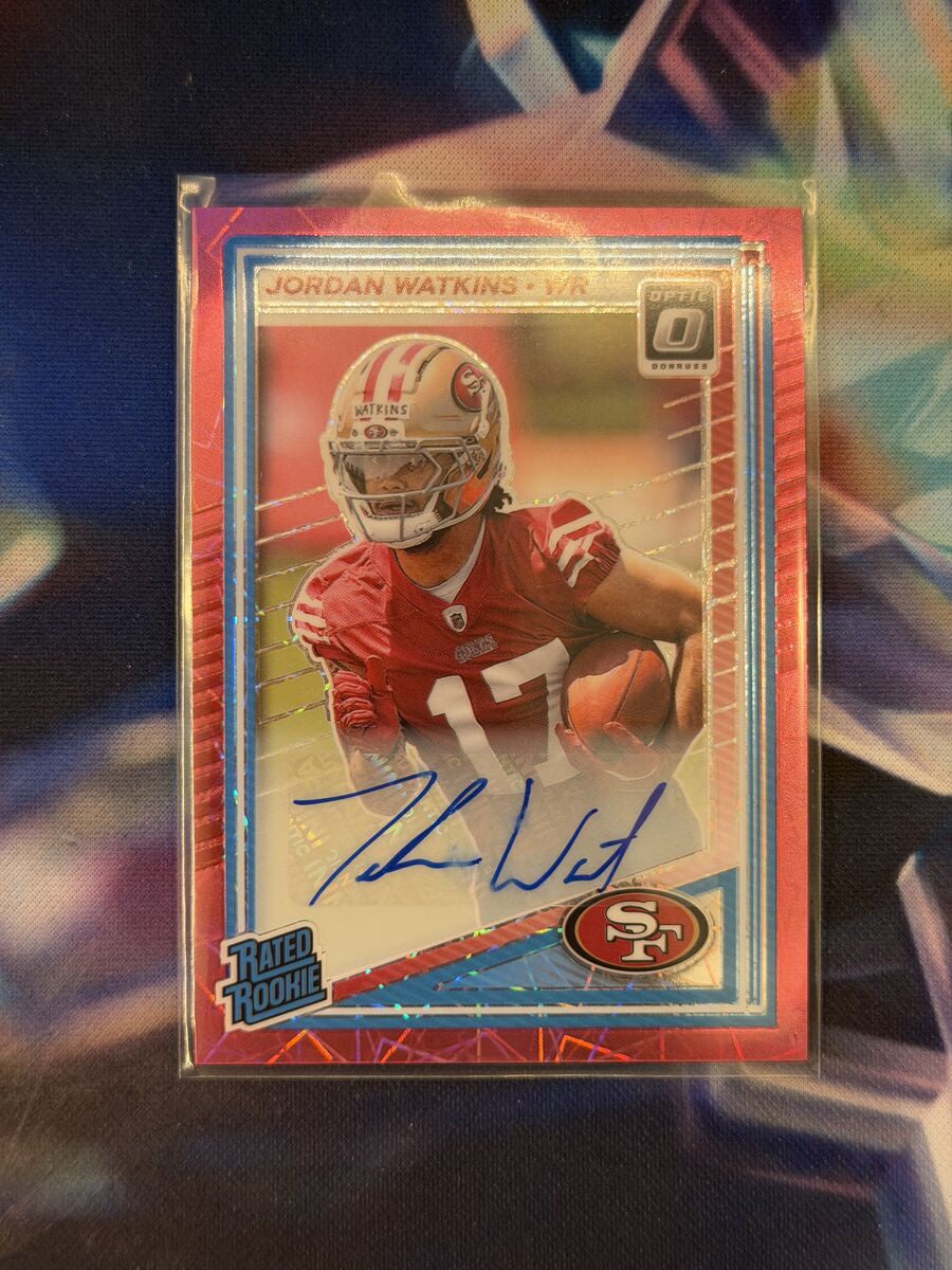 Jordan Watkins Rated Rookie Auto Electricity Prizm Front - 2025 Donruss Optic
