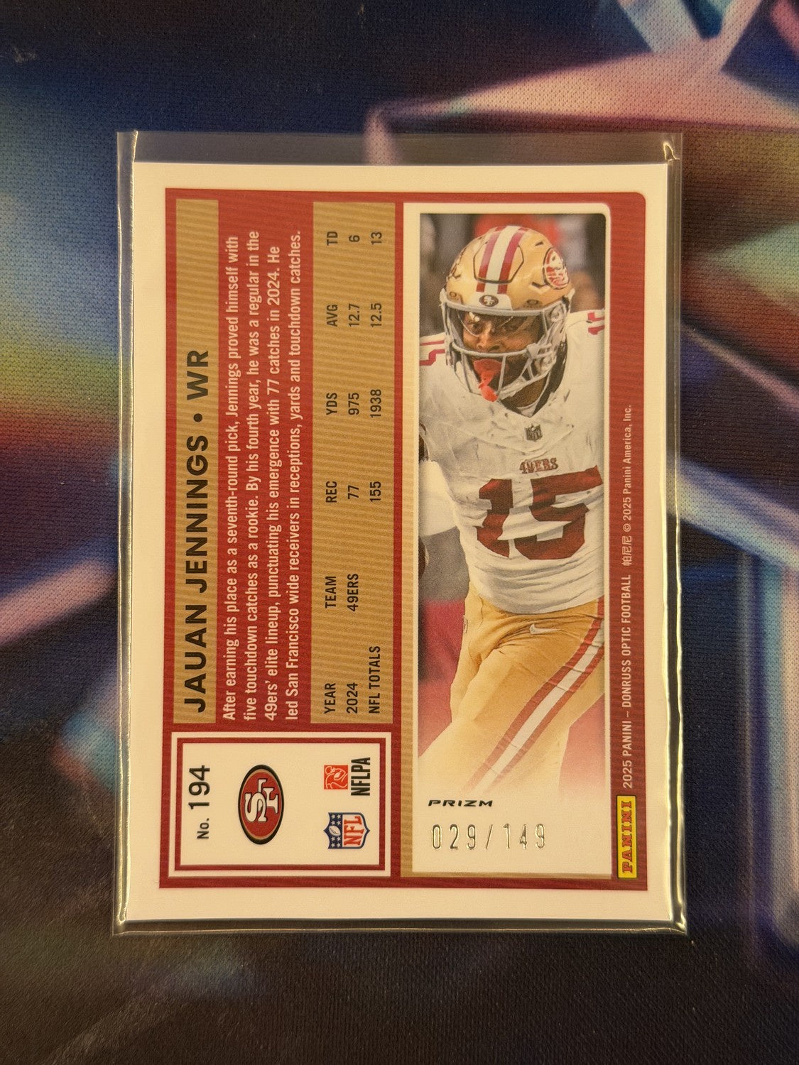 Juan Jennings Red Prizm Back - 2025 Donruss Optic