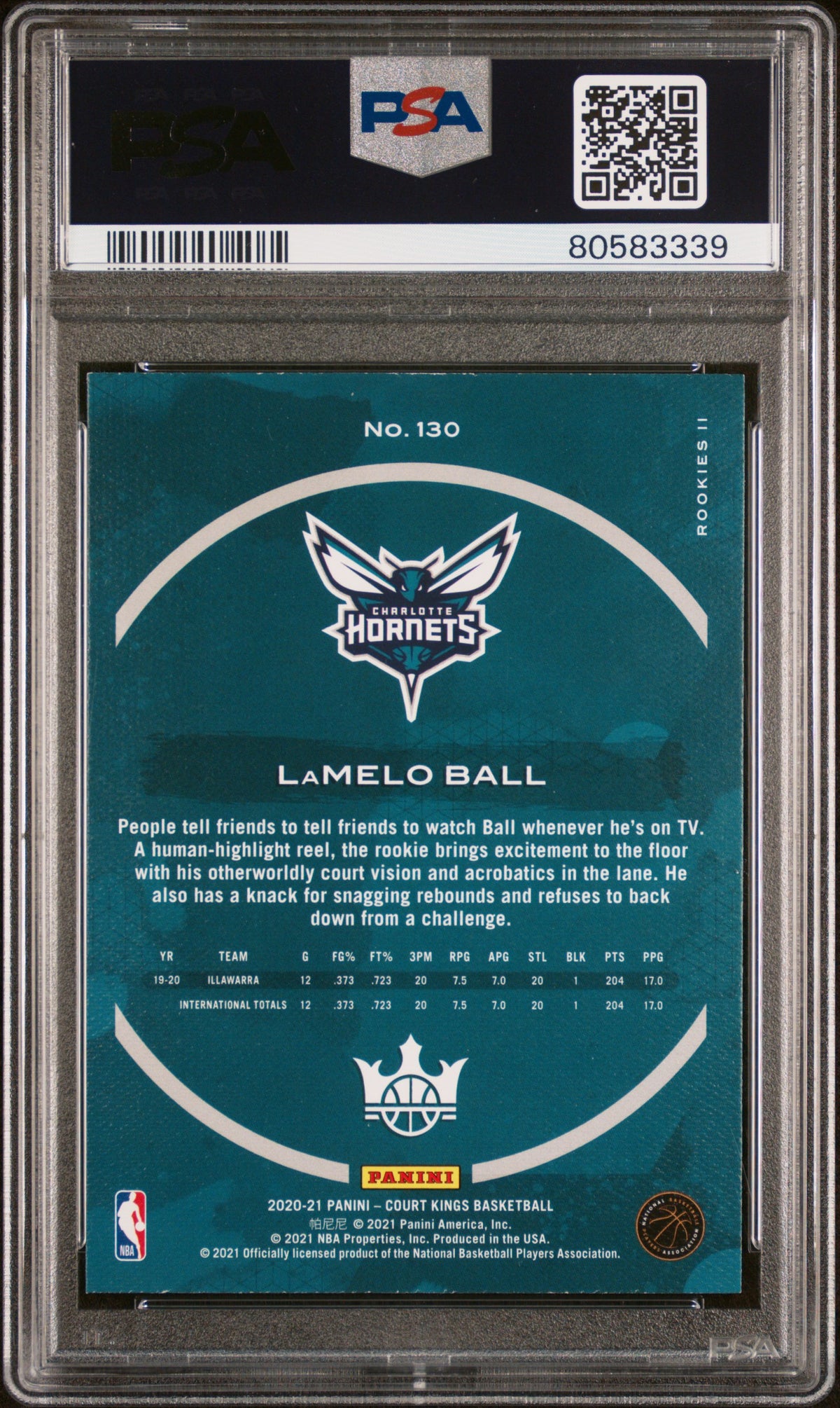 LaMelo Ball PSA 9 Back - Cert #80583339