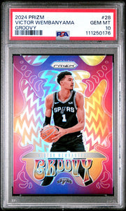 2024 Panini Prizm Groovy #28 - Victor Wembanyama PSA 10 Front - Cert #111250176